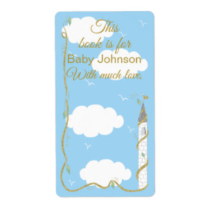 Baby Shower "Castle Gold/Sil" Bookplate Sheet of 8