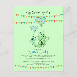Baby Shower Cat And Kitten Invitation By Mail Postcard