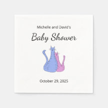 Baby Shower Cat Twins Blue Pink