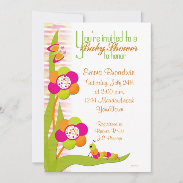Baby Shower Caterpiller Invitation (Front)