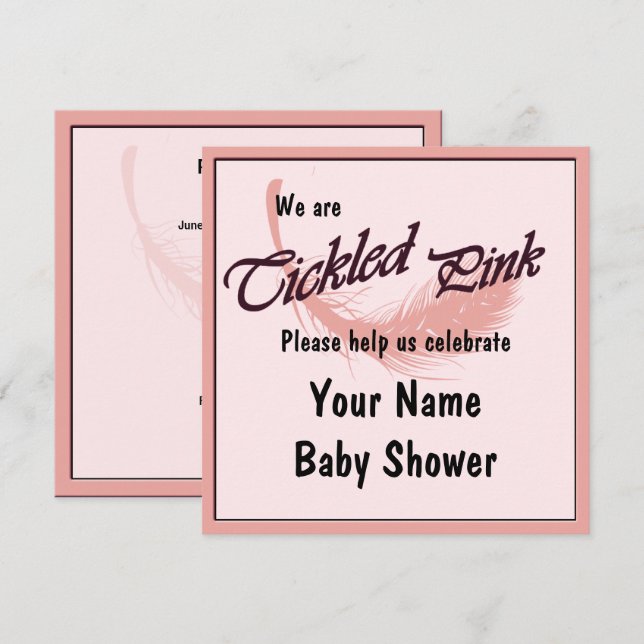 Baby Shower Celebration Tickled Pink Invitation (Front/Back)
