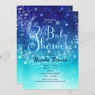 Baby Shower Celestial Moon Sparkle Sky Invitations