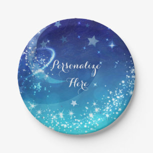 Baby Shower Celestial Moon Sparkle Sky Party Paper Plate