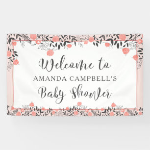 Baby Shower Chic Rose Gold Blush Floral Welcome Banner