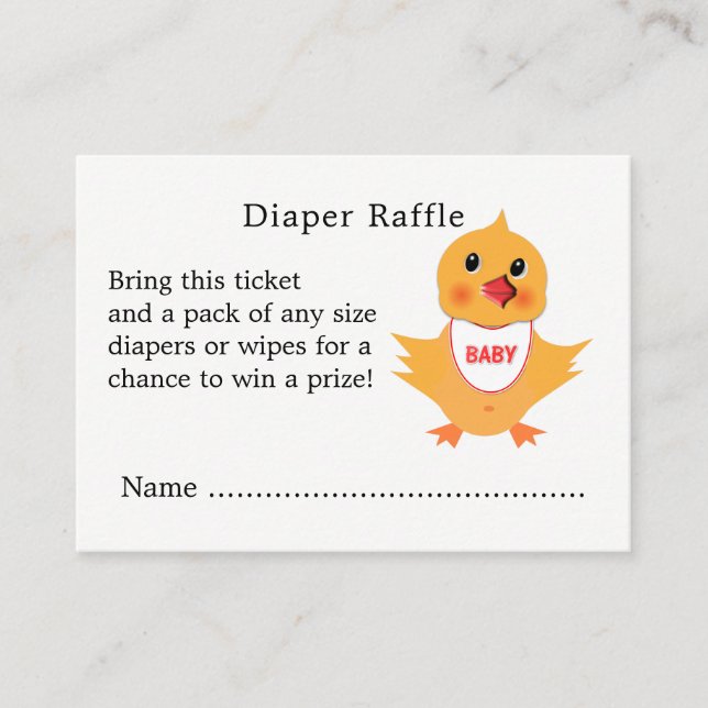 Baby Shower Chick Cute Diaper Raffle Enclosure Card (Front)