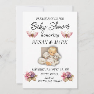 Baby shower Child with lamb magnet Invitation