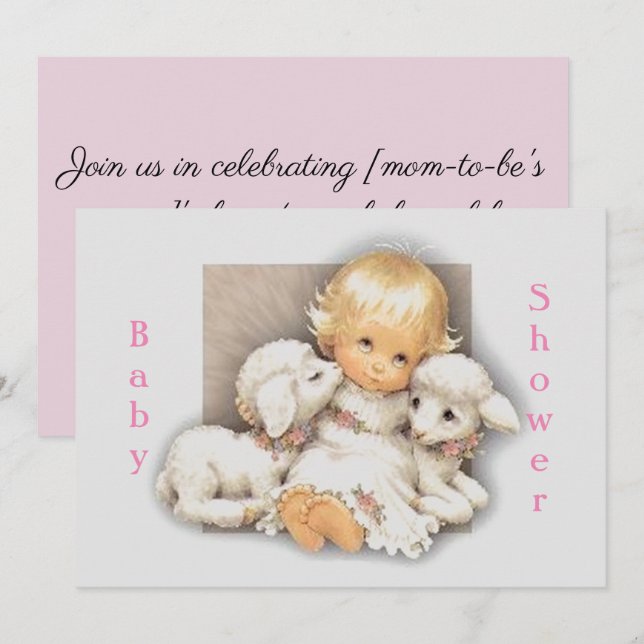  Baby shower Child with lambs    Invitation (Front/Back)