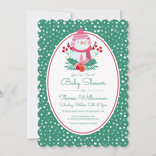 BABY SHOWER | Christmas Holiday Winter Snowman Invitation (Front)