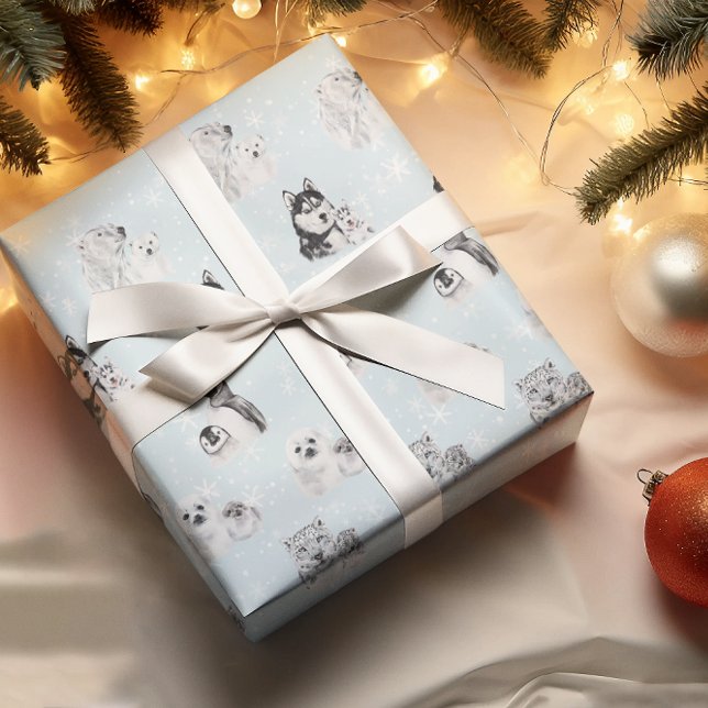 Baby Shower Christmas Winter Arctic Animals  Wrapping Paper (Creator Uploaded)