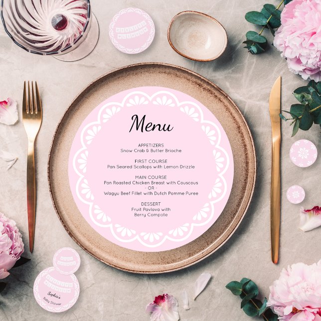 Baby Shower Cielito Lindo Pink Round Charger Menu (Creator Uploaded)