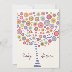 Baby Shower Circle Tree Retro Custom Invitation