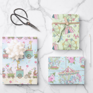 Baby Shower Circus  Wrapping Paper Sheet