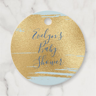 Baby Shower Classic Blue and Gold Favour Tags