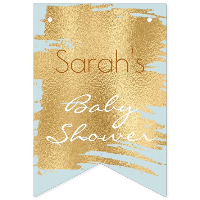 Baby Shower Classic Blue/Gold Swallowtail Banner (First Flag)