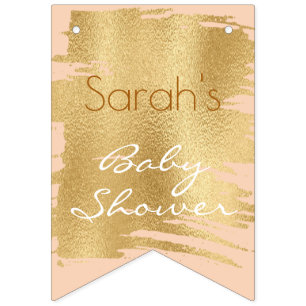 Baby Shower Classic Pink/Gold Swallowtail Banner