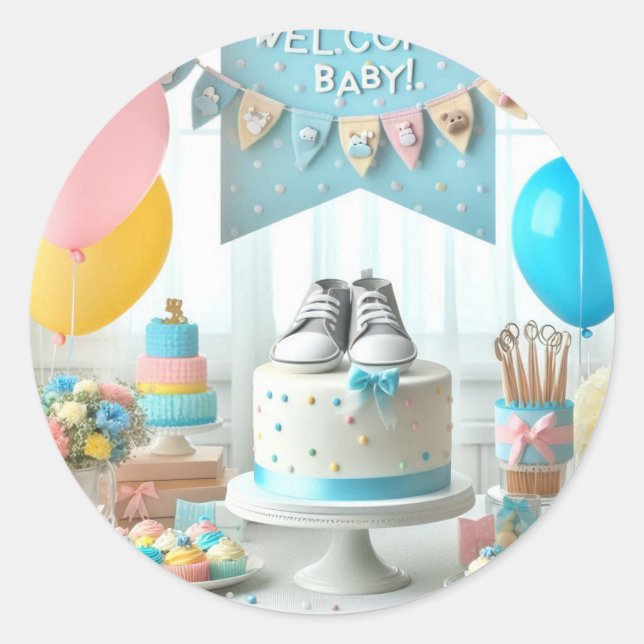 Baby Shower Classic Round Sticker (Front)