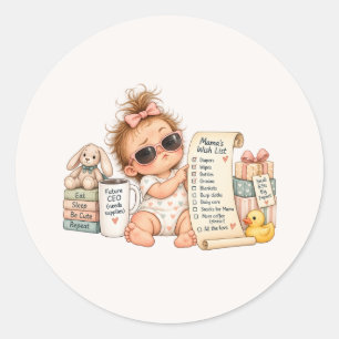 baby shower classic round sticker