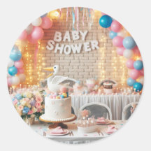 Baby Shower Classic Round Sticker 