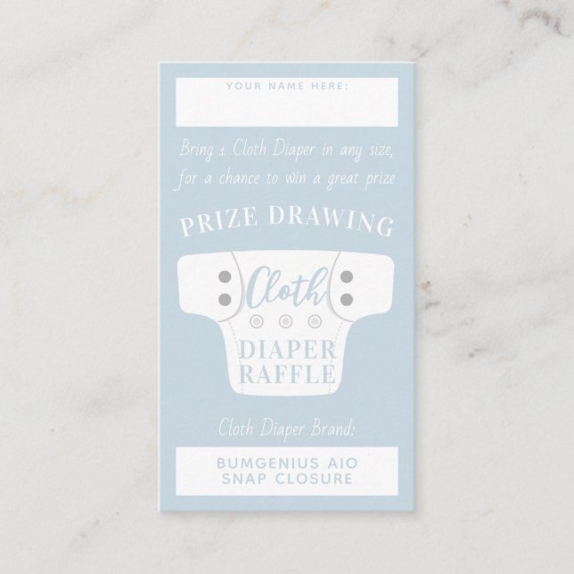Baby Shower Cloth Diaper Raffle Tickets Light Blue Enclosure Card (Front)