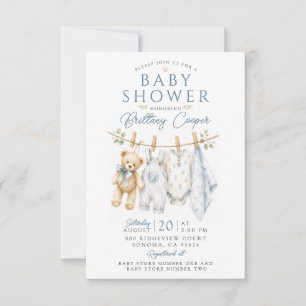 Baby Shower Clothesline Blue Boy Baby Shower Invitation