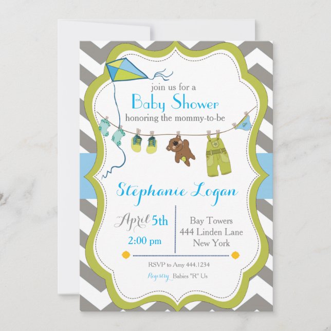 Baby Shower Clothesline Invitation (Front)