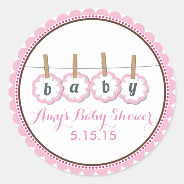 Baby Shower clothespin stickers (Front)