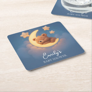 Baby Shower Coaster – Teddy Bear on the Moon