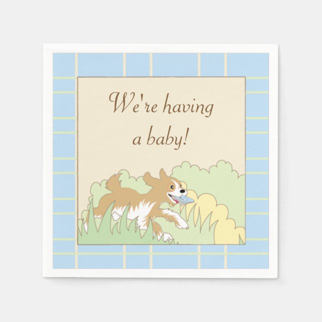 Baby Shower Cocktail Napkins/Blue Build a Shower Napkin (Front)