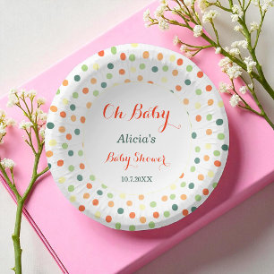 Baby Shower Colourful Dots Rainbow Paper Plate