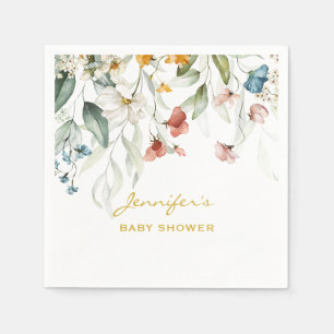 Baby Shower Colourful Garden Florals Std Cocktail Napkin