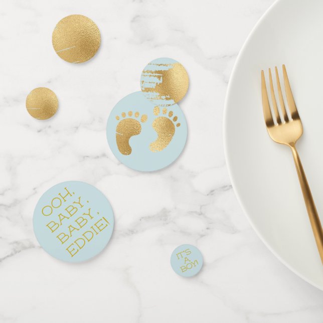 Baby Shower Confetti Classic Blue N Gold (Group)