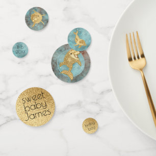 Baby Shower Confetti Gold Mummy N Baby Dolphins