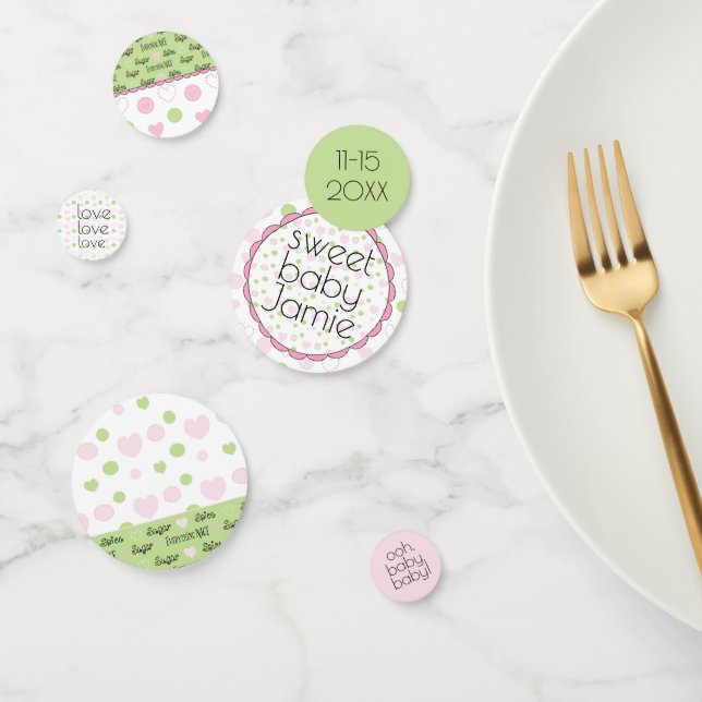 Baby Shower Confetti Sugar and Spice Pink N Green (Group)