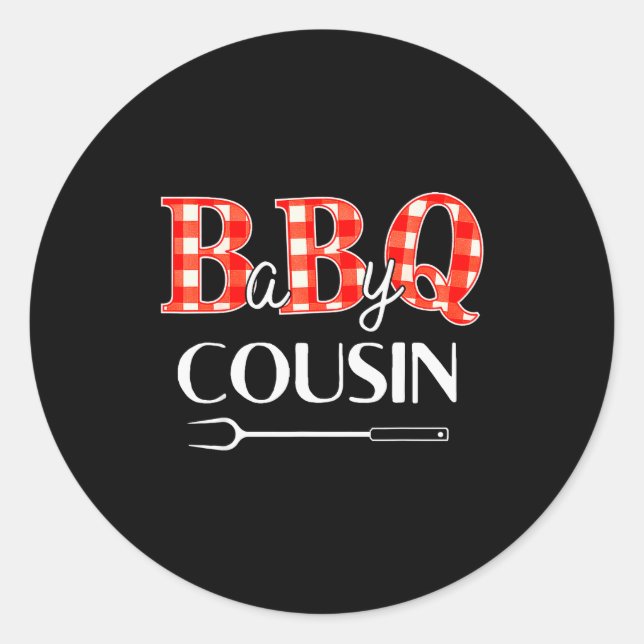Baby Shower Cousin Bbq Party Cute Matching Family  Classic Round Sticker (Front)