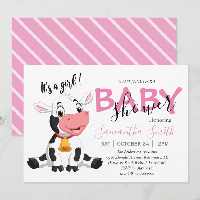 Baby Shower Cow Girl  Announcement (Front/Back)