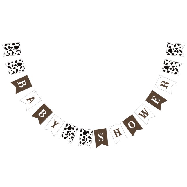 Baby Shower Cow Print Black Brown and White Bunting (All)