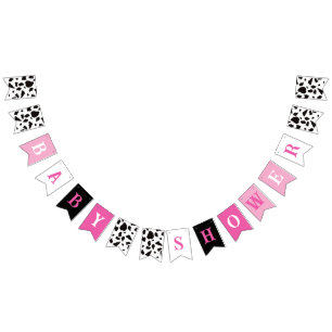 Baby Shower Cow Print Pink White Black Bunting