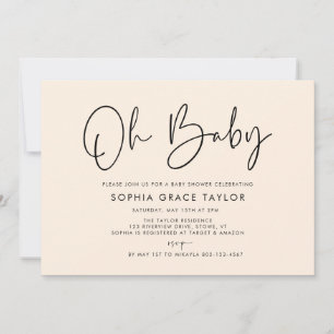  Baby Shower Cream Modern Boho Gender Neutral Invitation