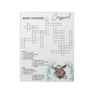 Baby Shower Crossword Cow Calf Game Notepad