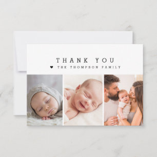 Baby Shower Custom 3 Photos Thank you Heart  Card