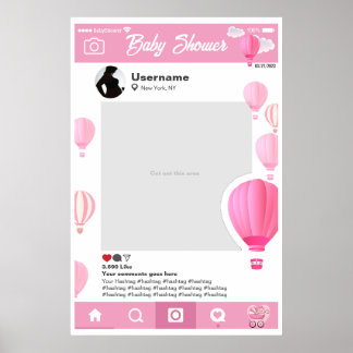 Baby Shower Custom Selfie Frame Globos Aeroestatic Poster