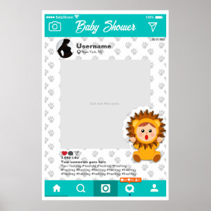 Baby Shower Custom Selfie Frame Leoncito Poster