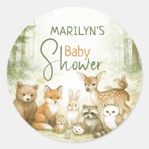 Baby Shower Cute Baby Animals Classic Round Sticker