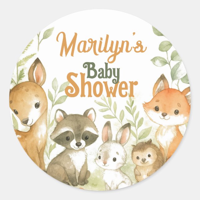 Baby Shower Cute Baby Animals Classic Round Sticker (Front)