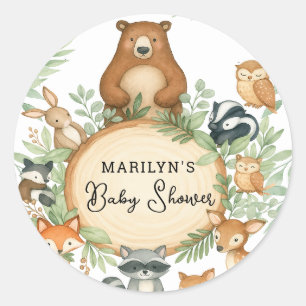 Baby Shower Cute Baby Animals Classic Round Sticker