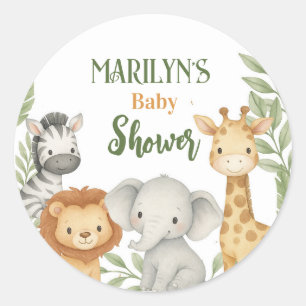 Baby Shower Cute Baby Animals Classic Round Sticker