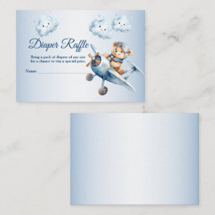 Baby Shower Cute Baby Bear Pilot Blue Aeroplane Enclosure Card