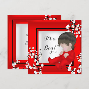 Baby Shower Cute Baby Boy Red Blossom C Invitation