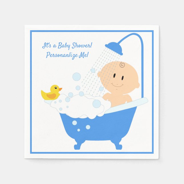 Baby Shower Cute Baby in Bathtub Personalised Napkin (Front)