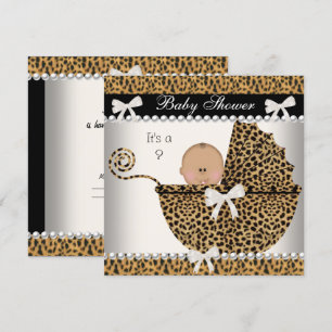 Baby Shower Cute Baby Leopard gender reveal 2 Invitation
